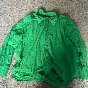 Monki green button down shirt